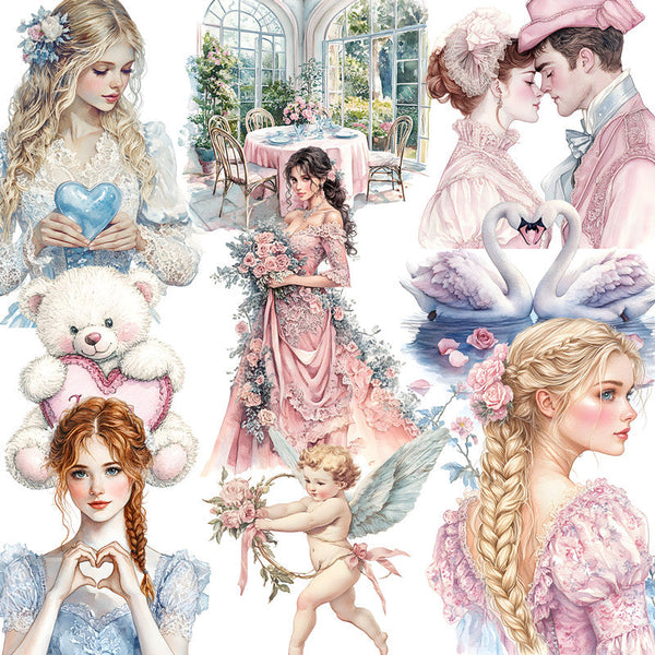 20PCS Retro pink blue girl sticker