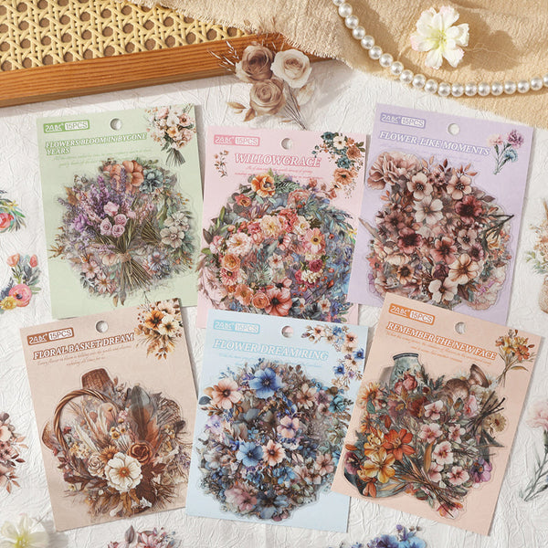 15PCS Retro Floral series sticker