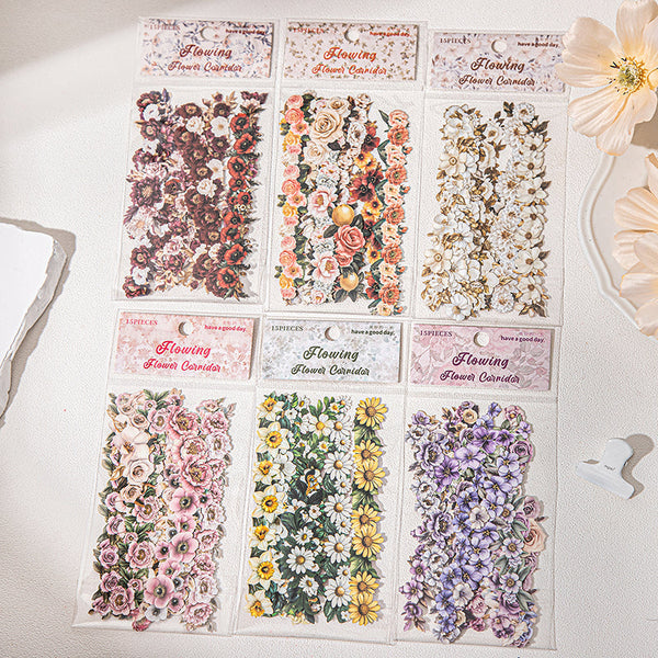 15PCS Flowing Light Flower Corridor Series sticker