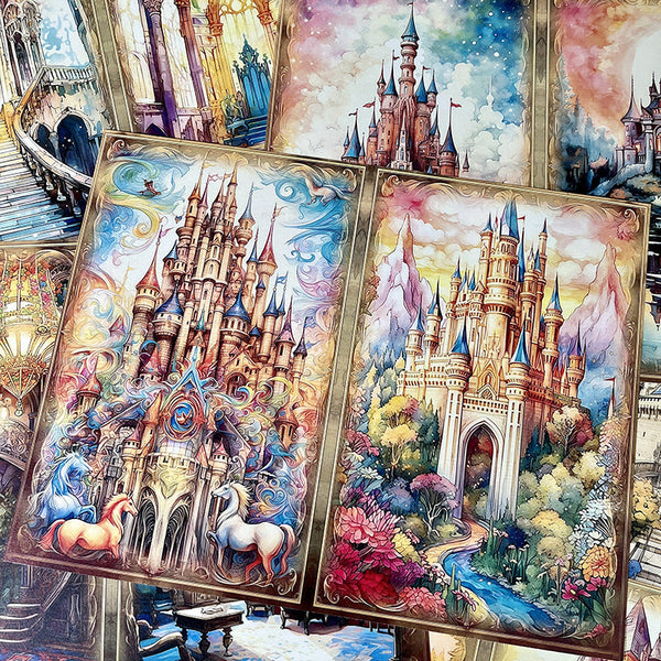 12PCS Magic castle background paper