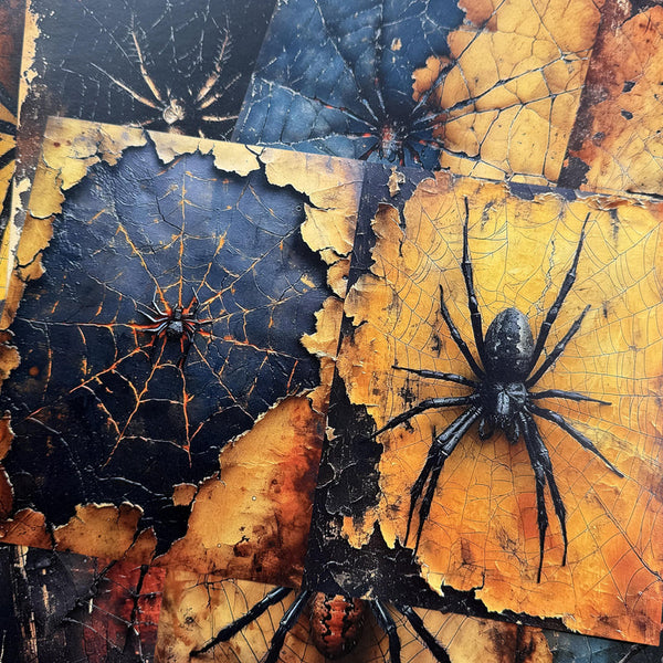 10PCS Spider dark background paper