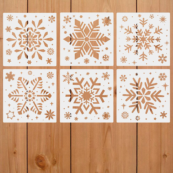 Plantilla para pintar copos de nieve navideños, 6 piezas