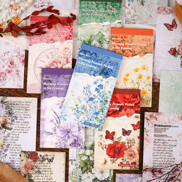 30PCS Morning flowers series material paper