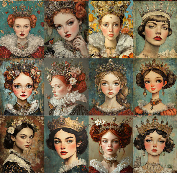 16PCS Retro court girl sticker