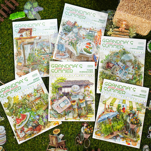 15PCS The Summer of Grandma's House series sticker