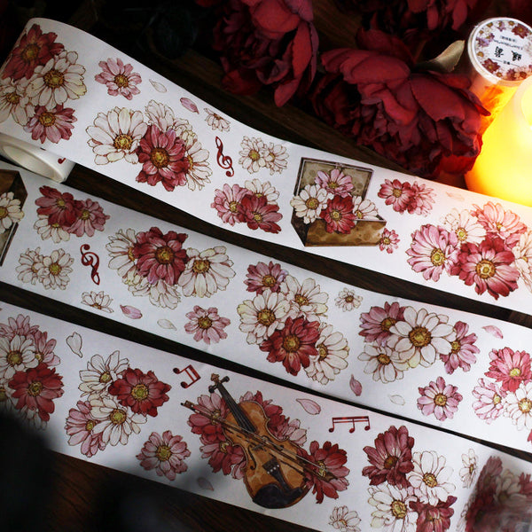 5.5cm*100cm Warm chrysanthemum Die Cutting Washi/PET/Shell Light PET Tape
