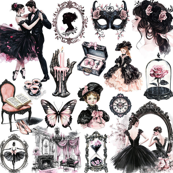 20PCS Retro pink black sticker