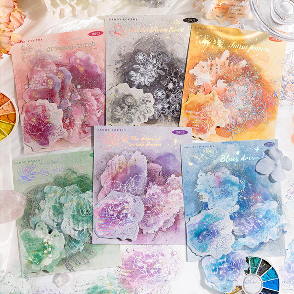 10PCS Flowing Flower Spectrum Series sticker