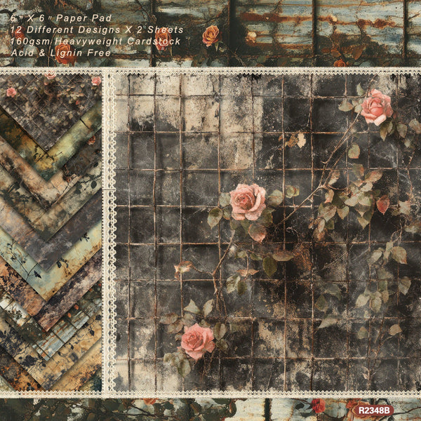 24PCS Withered flowers background paper