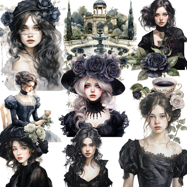 12PCS The Gothic Garden girl sticker