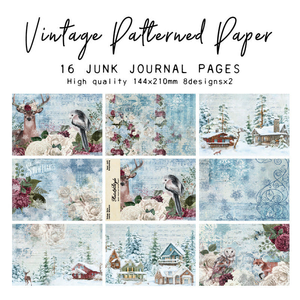 16PCS Snow in winter background paper