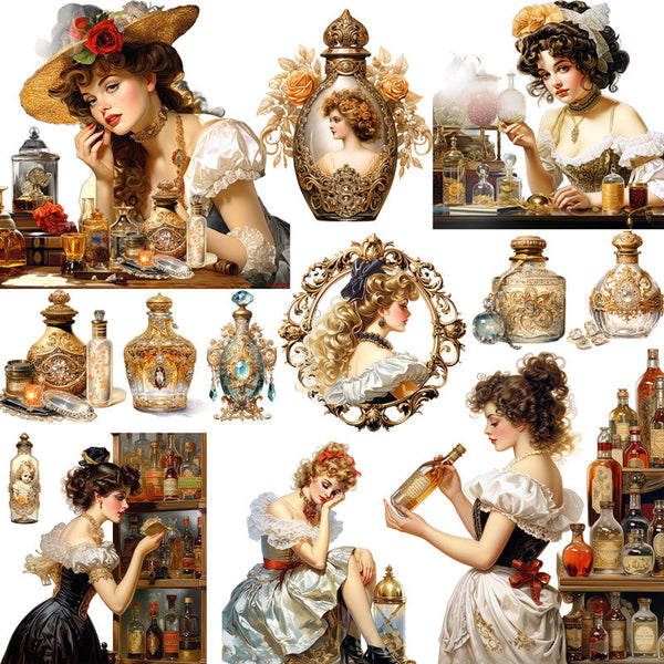 19PCS Vintage European winery girl sticker