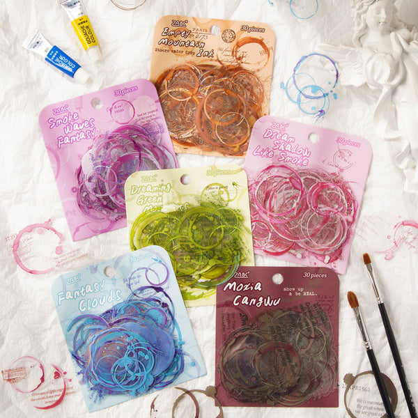 30PCS Misty Rain Flowing Light Series sticker