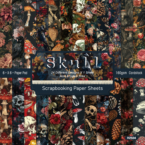 24PCS Skull material paper