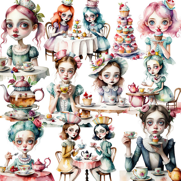 20PCS Interesting afternoon tea girl sticker
