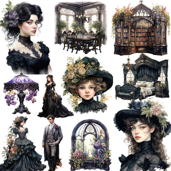 12PCS Vintage Victorian furniture sticker