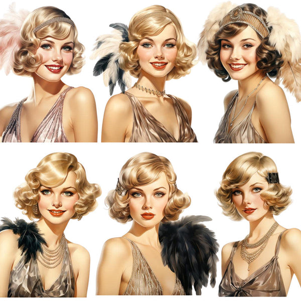 16 pegatinas retro de chica Gatsby