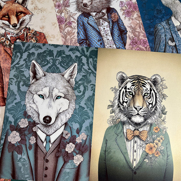 12PCS Grotesque animal background paper