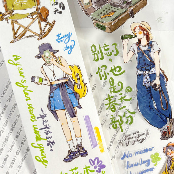 6.5cm*200cm Go to the mountains Die Cutting Washi/PET Tape