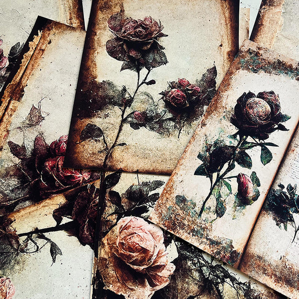 16PCS Ruins rose background paper