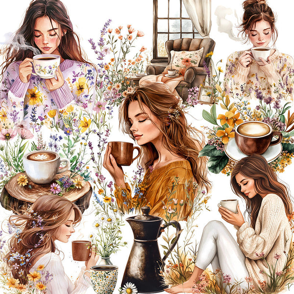 20PCS Coffee flower sticker