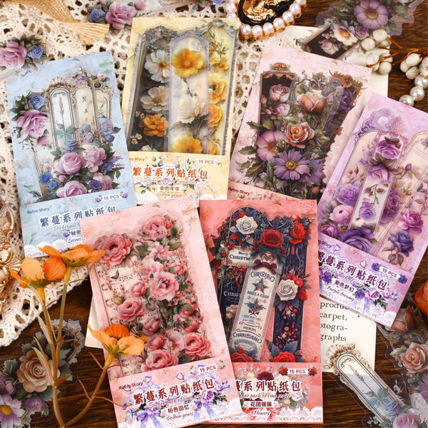 15PCS Vine flower series sticker