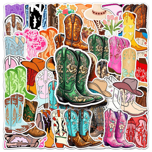 50PCS Cowboy boots Sticker